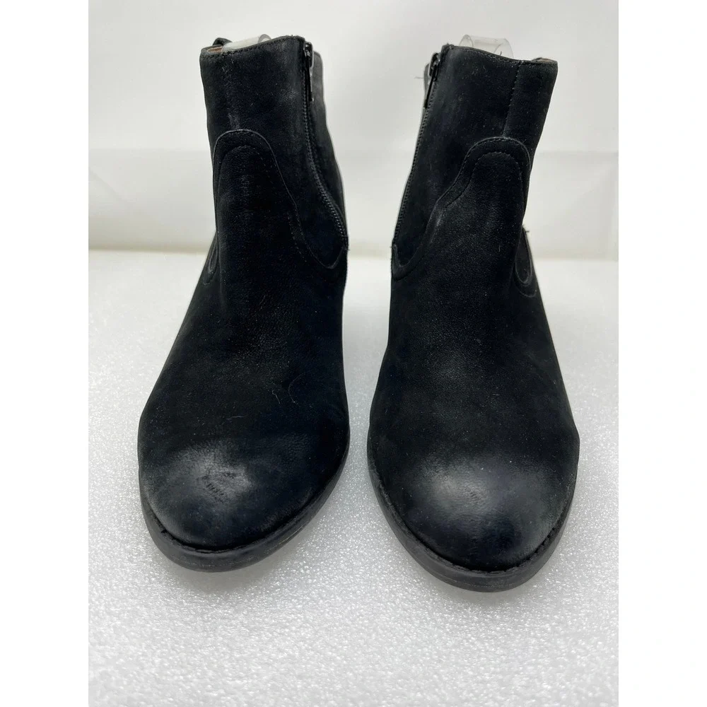 Vionic Windom Womens Size 11 Black Suede Western Ankle Boots Side Zip Block Heel